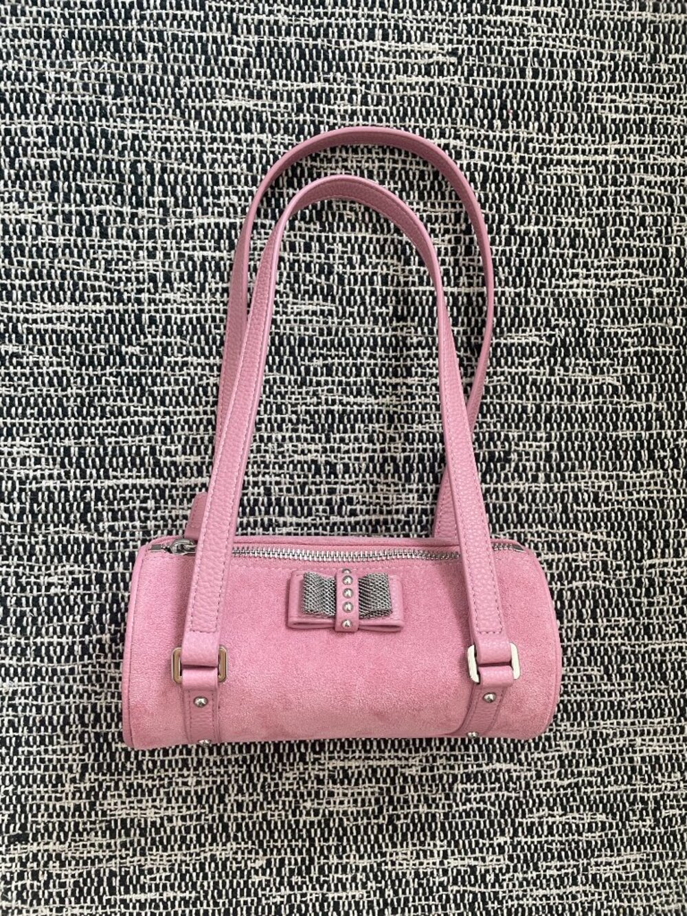 Y2K Pink Bow Mini Barrel Bag Coquette Mini Shoulder Bag